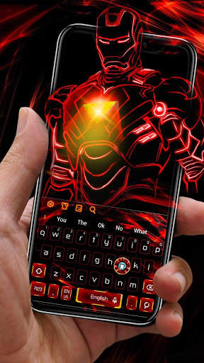Neon Red Iron Hero Keyboard Theme screenshot 2