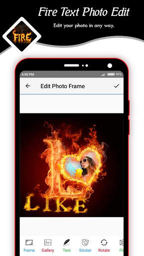 Fire Text Photo Frame 5 تصوير الشاشة