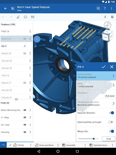 Onshape 3D CAD स्क्रीनशॉट 9