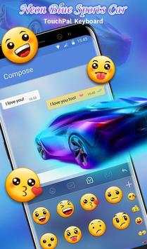 Cool Neon Blue Sports Car Keyboard Theme screenshot 4