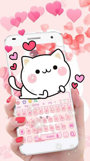 Cute Pink Kitty Keyboard screenshot 1