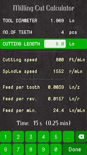 Milling Cut Calculator 3 تصوير الشاشة