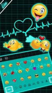 Live 3D Neon Blue Love Heart Keyboard Theme screenshot 1