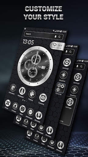 Black Analog Clock Launcher Theme 2019 screenshot 3