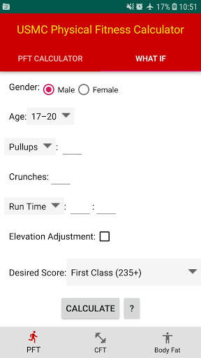 USMC PFT/CFT/Body Fat Calculator screenshot 2