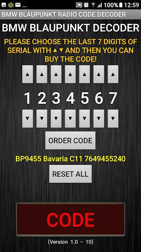 BMW Blaupunkt Radio Code Calcu screenshot 3