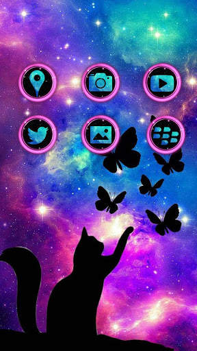 Dreamy Starry Sky Cat Theme screenshot 1