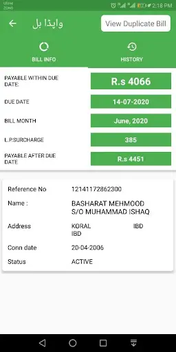 Electricity Bill Viewer App screenshot 1