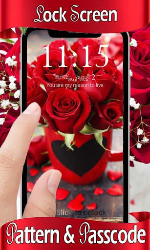 Red Rose Diamond Lock Screen Pattern & Passcode screenshot 2