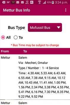 Mettur Bus Info screenshot 1