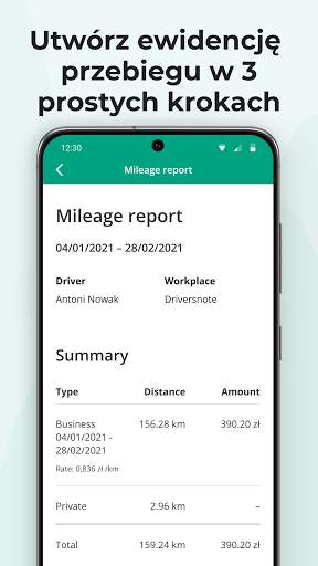 Kilometrówka Driversnote screenshot 3
