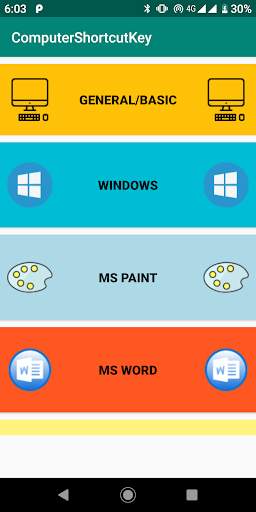 Computer Shortcut Key - Keyboard Shortcut Offline скриншот 2