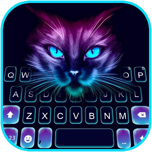 Sneaky Neon Cat Keyboard Background 1.0