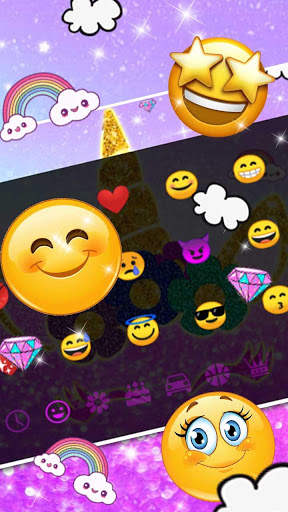 Glitter Unicorn Keyboard Theme screenshot 3