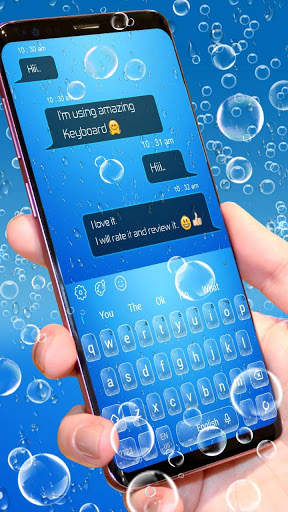 Blue Water Bubble Gravity Keyboard Theme screenshot 2