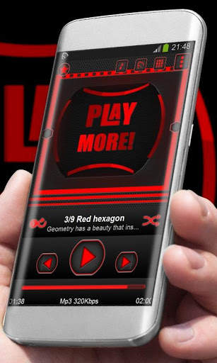 Red hexagon Best Music Theme screenshot 1