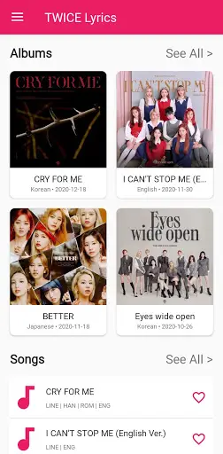 TWICE Lyrics Offline screenshot 1