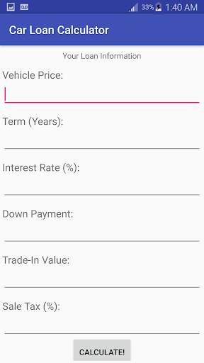 Car Loan Calculator स्क्रीनशॉट 1