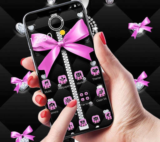 Pink Black Minny Bowknot Theme screenshot 1