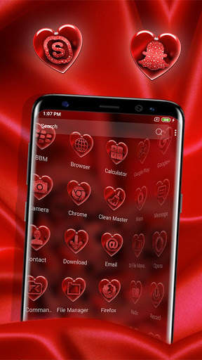 Red Love Heart Launcher Theme screenshot 3