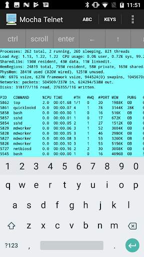 Mocha Telnet Lite screenshot 1