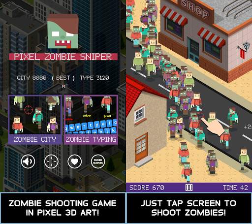 Pixel Zombie Sniper: Mini Game स्क्रीनशॉट 1