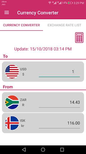 US Dollar To South African Rand and ISK Converter screenshot 2