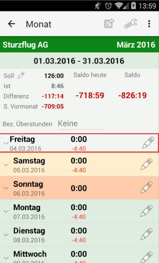 Working Time Account screenshot 6