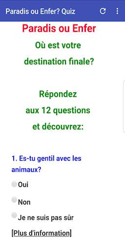 Paradis ou Enfer? Quiz 2 تصوير الشاشة
