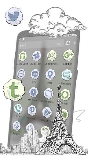 Sketch Eiffel Tower Theme screenshot 2