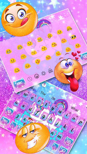 Pink Unicorn Glitter Cat Keyboard Theme screenshot 3