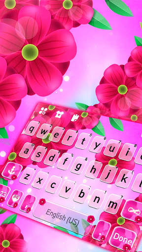Bright Pink Floral Keyboard Background screenshot 1