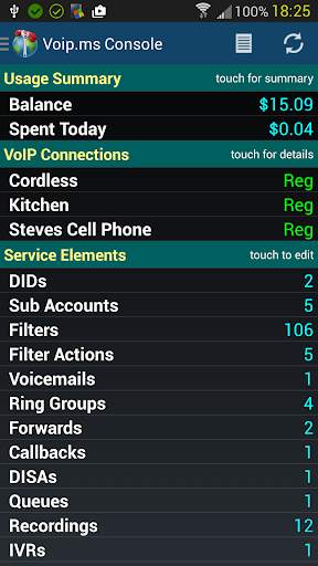 VoIP.ms Console screenshot 1