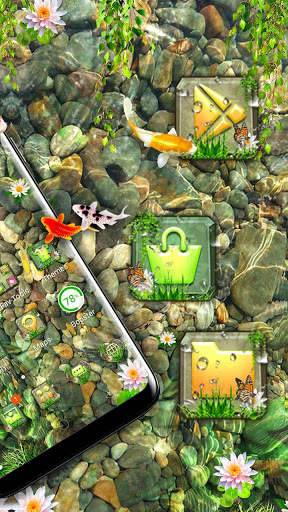 3D Koi Fish Water Stone Theme screenshot 1
