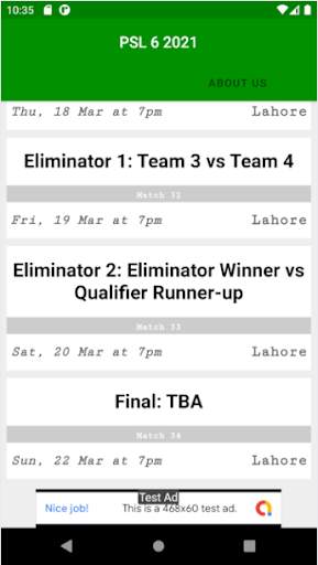 PSL 6 2021 Schedule screenshot 1