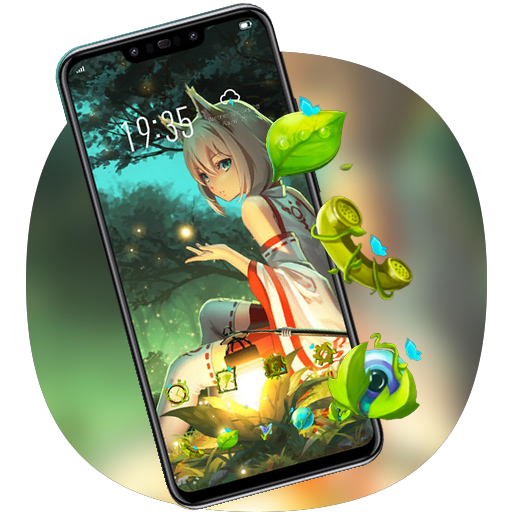 ikon Tema Crystal Fox Girl Bright Forest V15 Pro