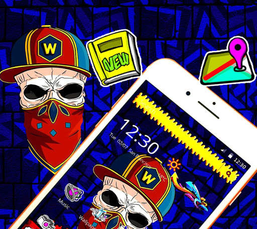 Graffiti Skull Hat Launcher Theme💀 screenshot 1