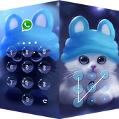 Green AppLock Theme White Cats icon