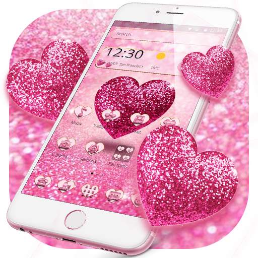 Pink Glitter Love Heart Theme 1.1.4