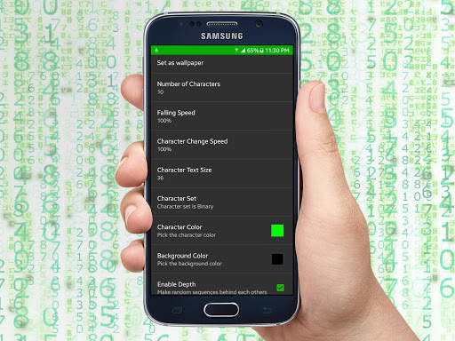 Digital Matrix Code Rain Live Wallpaper screenshot 6