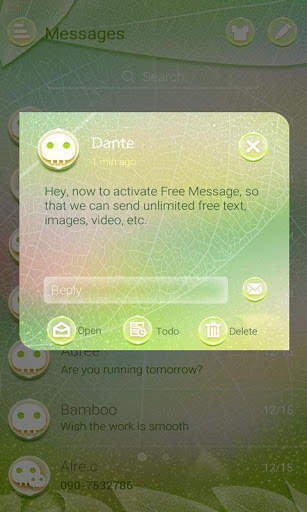 (FREE) GO SMS PRO LEAVES THEME स्क्रीनशॉट 4