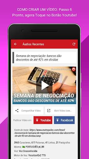 Narrador de Voz     (crie vídeos com texto lidos) screenshot 6