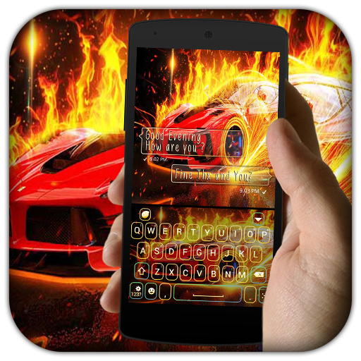 Burning car keyboard theme icon