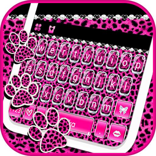 Glitter Pink Leopard Keyboard Theme 1.0