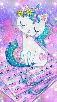 Pink Glitter Unicorn Cat Keyboard screenshot 1