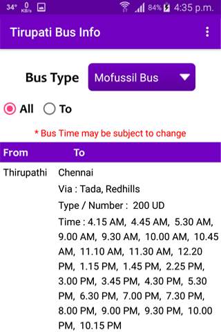 Tirupati Bus Info screenshot 1