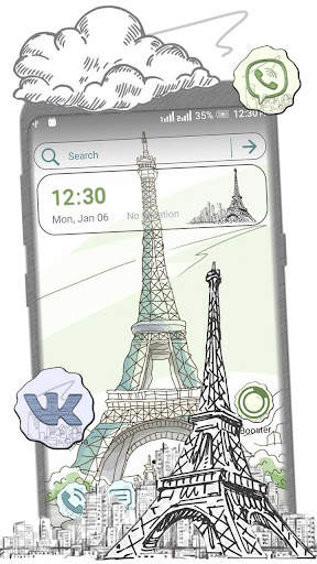 Sketch Eiffel Tower Theme screenshot 1