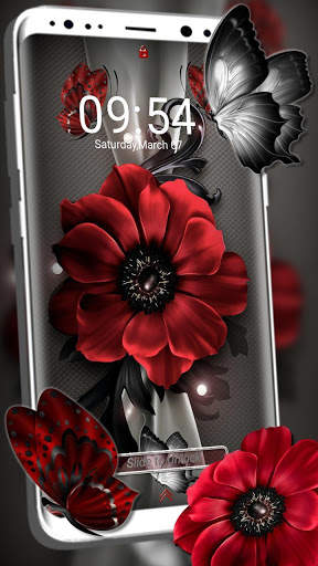 Dark Red Flower Launcher Theme screenshot 3