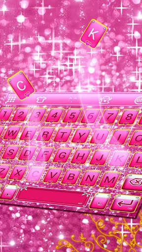 Pink Bow Glitter Keyboard Theme स्क्रीनशॉट 1