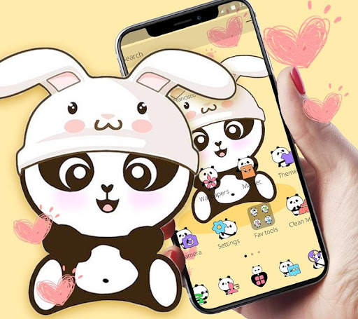 Yellow Cute Panda Bunny Theme screenshot 1